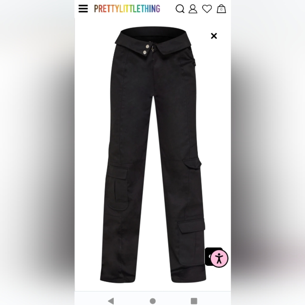 PLT Tall black foldover cargo pants
